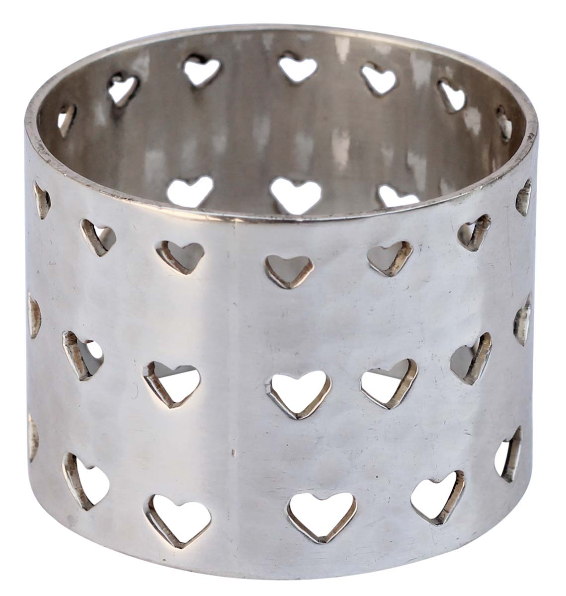 Buy in Bulk - Metal Napkin Rings - Cast in Brass - Nickel Plated - Heart Shaped Cut-Out Motifs